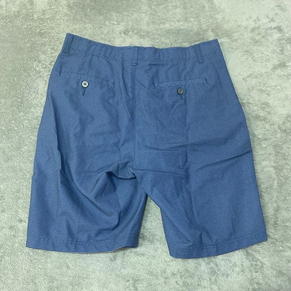 Pebble Beach Golf Shorts Men's 32 Blue Polyester Spandex Striped Performance
